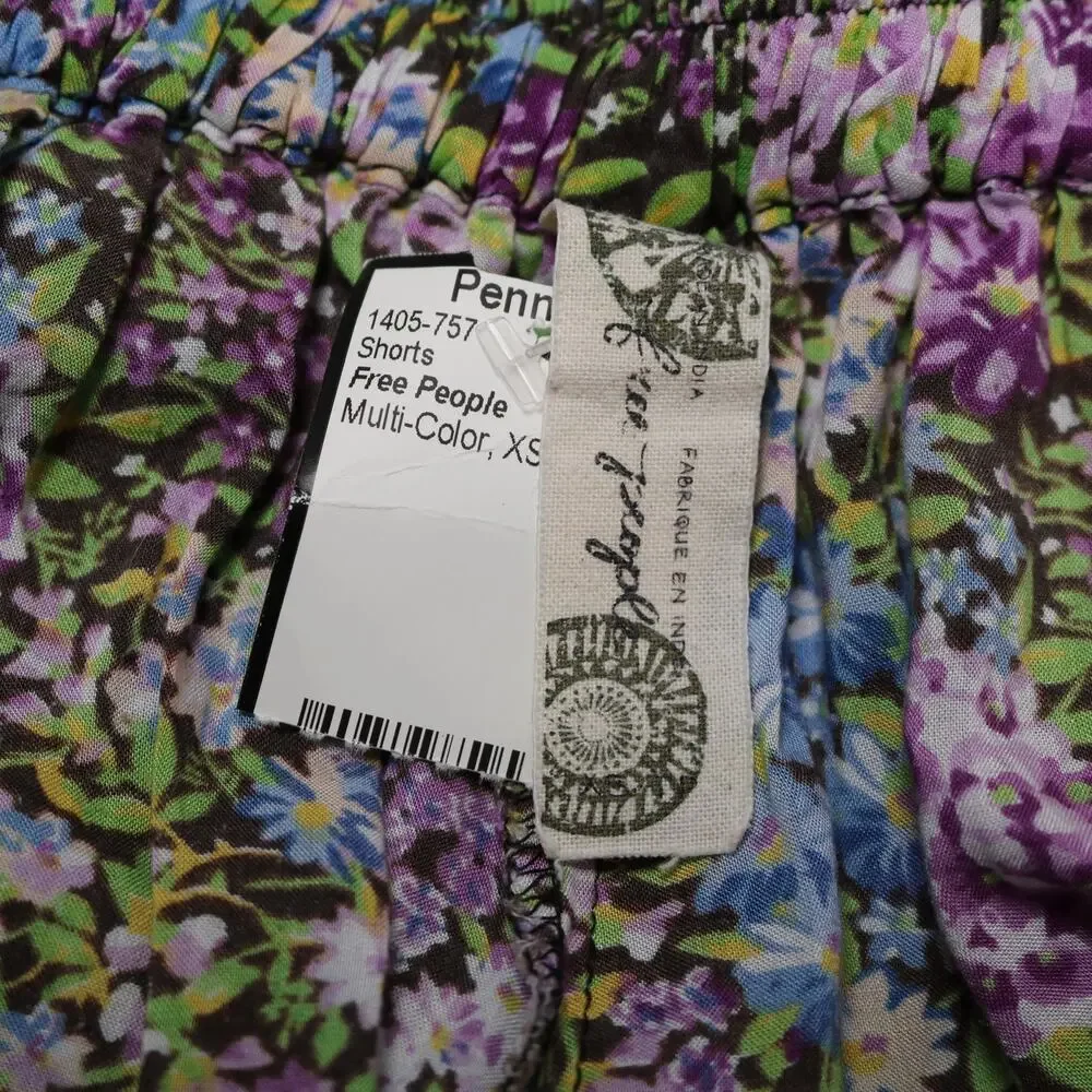 Free People Floral Print High Waisted Wide Leg Boho Cottagecore Shorts Size XS